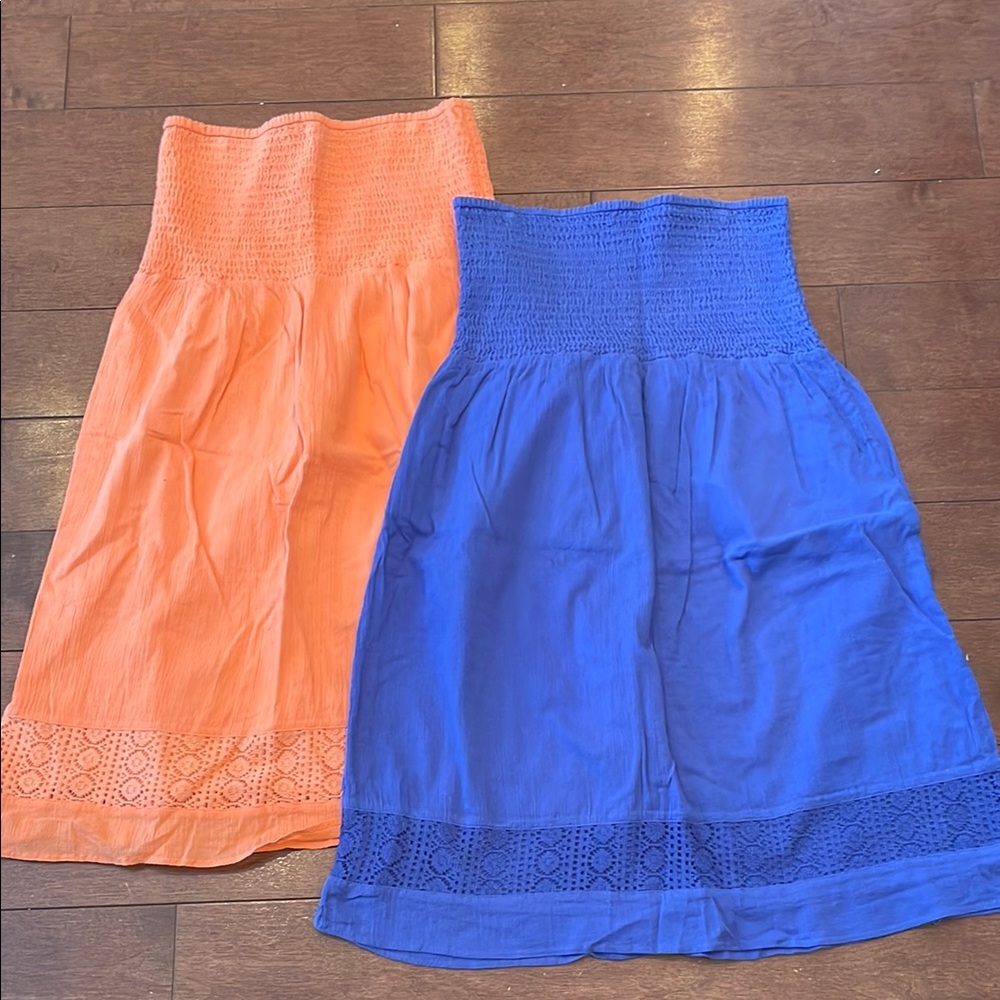 Elegant Blue and Orange Women's Tube Dresses